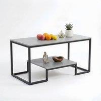 Alivio 2-Tier Modern Rectangular Coffee Table, Industrial Style Centre Table in Grey