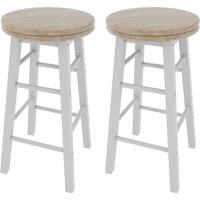 Home Discount Chef Vida Set of 2 Wooden Revolving Bar Stool Kitchen Dining Furniture in White