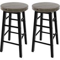 Home Discount Chef Vida Set of 2 Wooden Revolving Bar Stool Kitchen Dining Furniture in Black