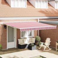 Berkfield Home Manual Retractable Awning Red & White Stripe 400x350 cm