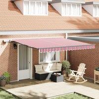 Berkfield Home Manual Retractable Awning with LED Red & White Stripe 400x350 cm