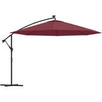 Berkfield Home Cantilever Umbrella with LED Lights Bordeaux Red 350 cm