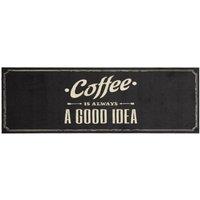 Berkfield Home Kitchen Rug Washable Coffee Text 60x180 cm Velvet in Black