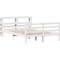 Berkfield Home Beautiful Bed Frame Frame White 120x190 cm Small Double Solid Woo