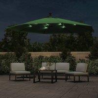 Berkfield Home Elegant Cantilever Umbrella with LED Lights & Metal Pole 350 cm in Green