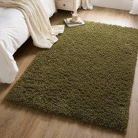 Kukoon Olive Moss Green Shaggy Rug Soft Fluffy Pile Living Room Area Mat | Size: 240 cm x 330 cm