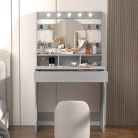 KEEPREAPER Stylish Dressing Table with Lights & Adjustable Lighting Colours in Grey