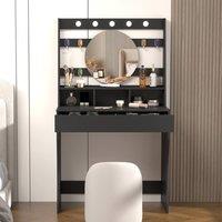 KEEPREAPER Stylish Dressing Table with Lights & Adjustable Lighting Colours in Black