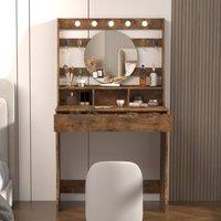 KEEPREAPER Stylish Dressing Table with Lights & Adjustable Lighting Colours in Brown