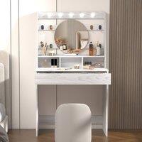 KEEPREAPER Stylish Dressing Table with Lights & Adjustable Lighting Colours in Light Grey