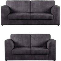 SNUG FURNITURE BIRMINGHAM LTD Chicago Jumbo Cord 3+2 Sofa Set in Black