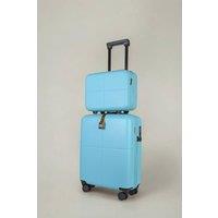 JLY Premium 100% Makrolon PC 2 PCS Suitcase Set | Vanity + Cabin Luggage in Bright Blue | Size: 2 Pack