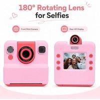 BluCore Instant Print Selfie Camera with 2.4-Inch Display, 180 Rotating Lens in Pink