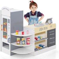 Costway Pretend Grocery Store Wooden Supermarket Playset w/ Accessories