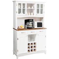 Gymax Kitchen Cabinet Freestanding Buffet Cupboard Sideboard in White