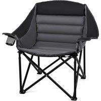 Gymax Heavy Duty Camping Chair Oversized Folding Armchair w/ Padded Seat in Black