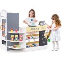 Gymax Grocery Store Playset Supermarket Play Toy Set for Aged 3-8 Years Old in White