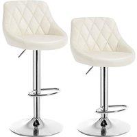FORGEVIO Bar Stools, Swivel Bar Chairs with Backrest Footrest 2x Cream