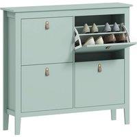 FORGEVIO Green 4-Drawer Shoe Storage Cabinet with Flip Doors for Hallway in Mint