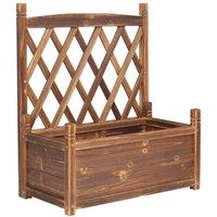 FLAVORA Wood Lattice Trellis Planter Box in Brown | Size: 100g