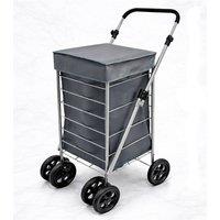 SPETLEK 6 Wheel Folding Shopping Trolley Cart PLAIN GREY