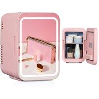 SPETLEK 4L Pink LED Mirror Mini Fridge Portable