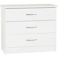 FORGEVIO White Gloss 3 Drawer Chest Freestanding Modern Bedroom Storage