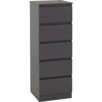 FORGEVIO Matt Grey Narrow 5 Drawer Chest Freestanding Modern Storage