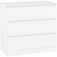 FORGEVIO Matt White 3 Drawer Chest Freestanding Modern Bedroom Storage