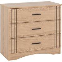 FORGEVIO Natural Oak Effect 3 Drawer Chest Modern Bedroom Storage in Beige