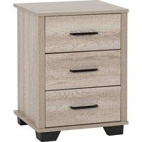 FORGEVIO Light Oak Effect 3 Drawer Bedside Cabinet Freestanding Modern Storage in Light Grey