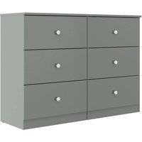 FORGEVIO Grey Gloss 6 Drawer Chest Modern Bedroom Large Storage Furniture