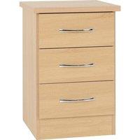 FORGEVIO Oak Effect 3 Drawer Bedside Chest Modern Bedroom Storage in Beige
