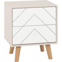 FORGEVIO Grey White Pattern 2 Drawer Bedside Cabinet Raised Feet
