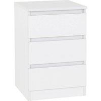 FORGEVIO Matt White 3 Drawer Bedside Chest Freestanding Bedroom Storage