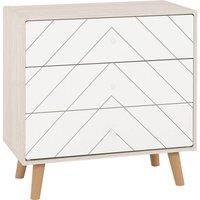 FORGEVIO Grey White Pattern Front 3 Drawer Chest Raised Feet
