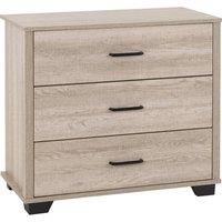 FORGEVIO Light Oak Effect 3 Drawer Chest Freestanding Large Storage