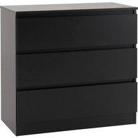 FORGEVIO Matt Black 3 Drawer Chest Freestanding Modern Large Bedroom Storage