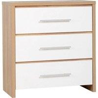 FORGEVIO 3 Drawer Chest White Light Oak High Gloss Metal Handles Storage