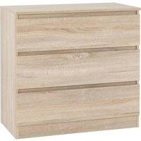FORGEVIO 3 Drawer Chest Oak Finish Storage Unit in Beige