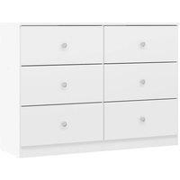 FORGEVIO White Gloss 6 Drawer Chest Modern Bedroom Storage Furniture