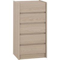 FORGEVIO Smoked Ash Effect 5 Drawer Chest Bedroom Storage Chest of Drawers in Grey