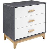 FORGEVIO White Grey 3 Drawer Chest Modern Bedroom Storage Furniture