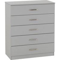FORGEVIO Light Grey Metal 5 Drawer Chest Bedroom Storage Furniture