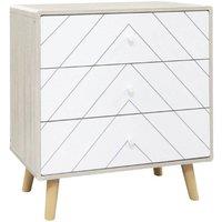 FORGEVIO Dusty Grey White Herringbone 3 Drawer Chest Bedroom Storage