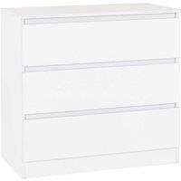FORGEVIO White 3 Drawer Chest With Recessed Handles Bedroom Storage