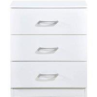 FORGEVIO Modern White 3 Drawer Chest Bedroom Storage Bedside Cabinet