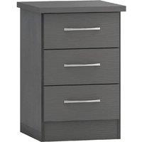 FORGEVIO 3D Effect Grey 3 Drawer Bedside Table Bedroom Storage Nightstand