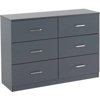 FORGEVIO Dark Grey Metal 6 Drawer Chest Bedroom Clothes Storage Furniture