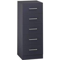 FORGEVIO Dark Grey Narrow 5 Drawer Chest Bedroom Storage